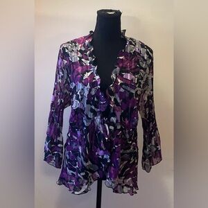 Studio 1940- Purple and Black Abstract Blouse Size‎ XL